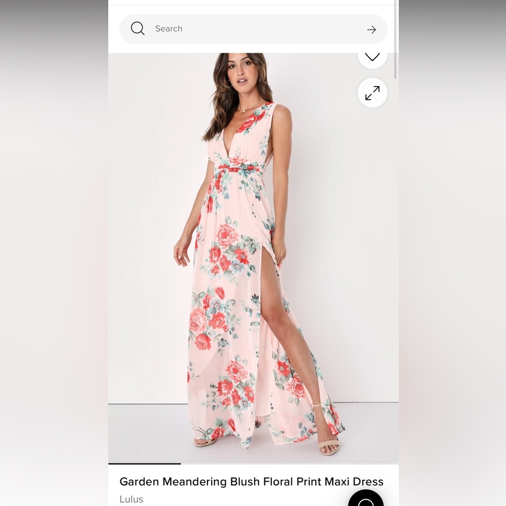 Lulu's Blush Floral Print Maxi Dress size small